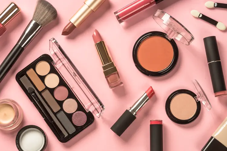 Clean beauty products with visible ingredient labels