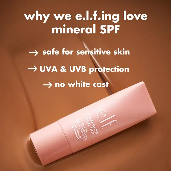 e.l.f. Halo Glow Skin Tint SPF50 — mineral SPF dewy skin Ireland